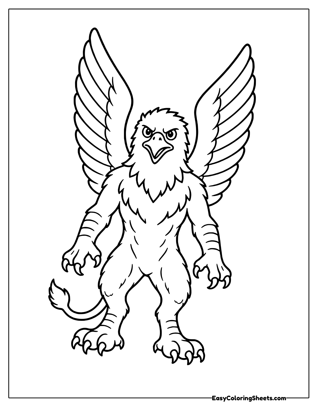 Griffin standing on its back legs with both wings raised high