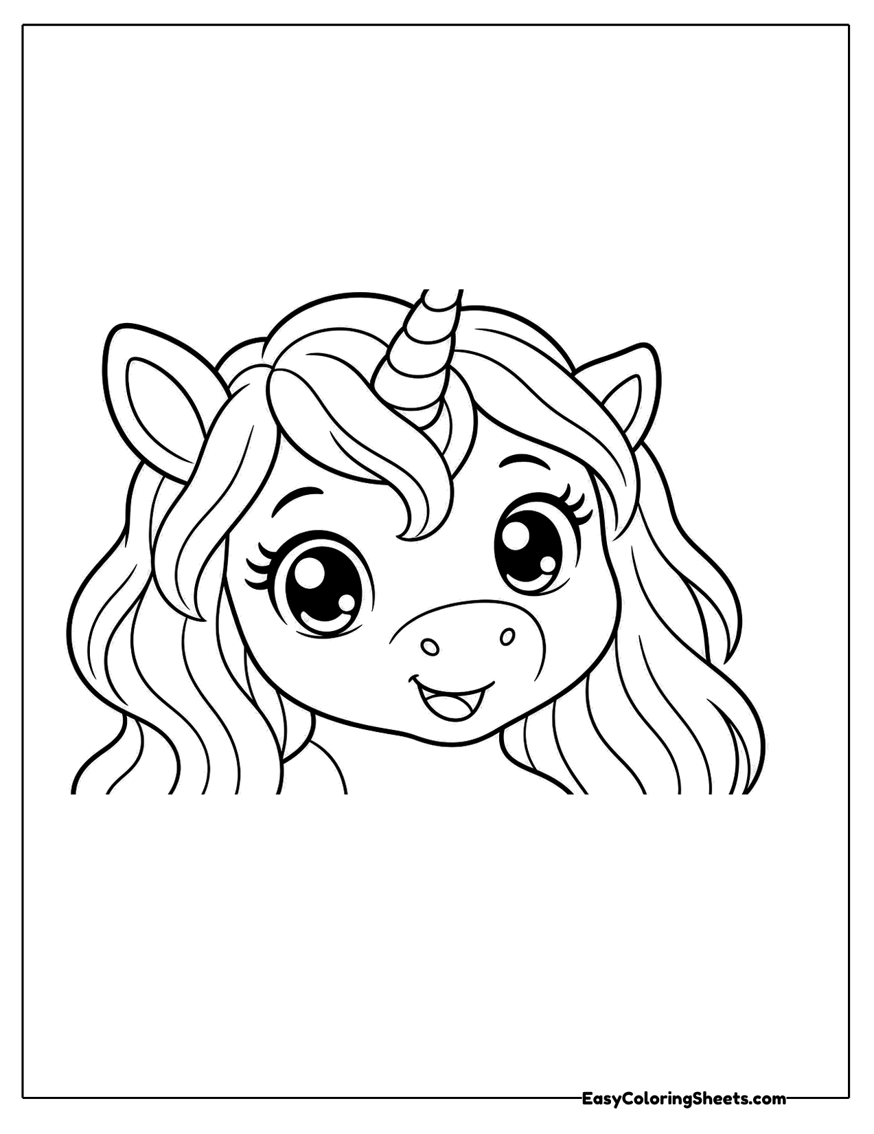 Close-up of a unicorn's face with a flowing mane