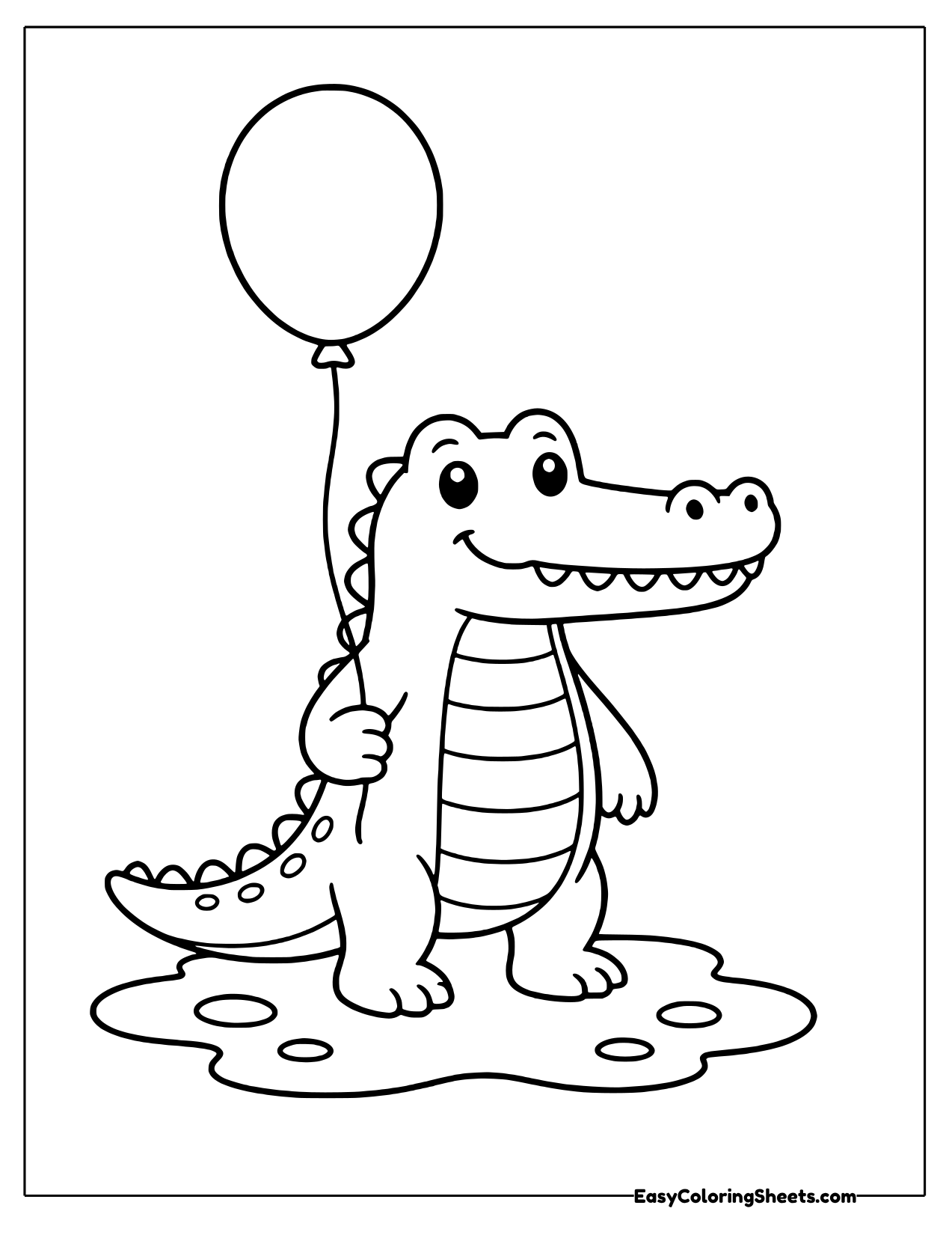 Crocodile holding a party balloon