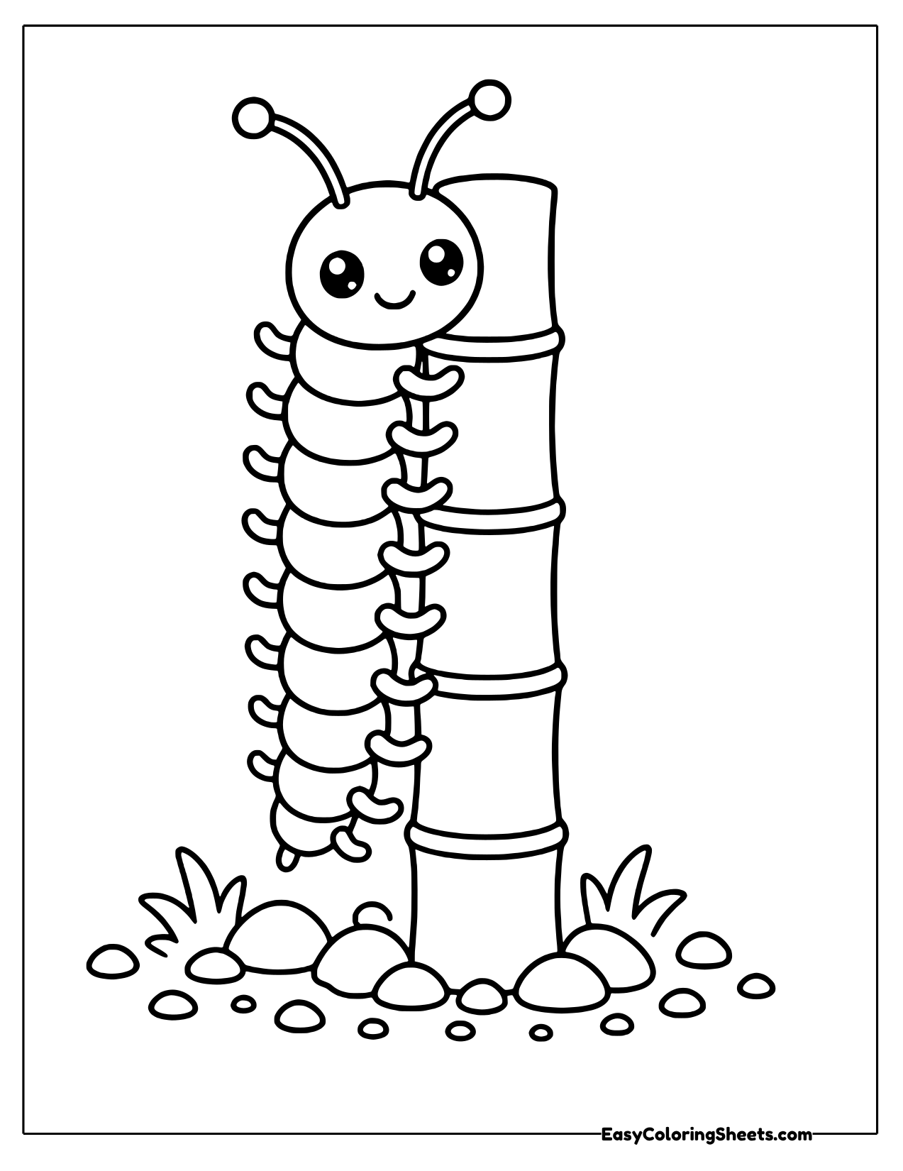 Centipede climbing a bamboo stalk