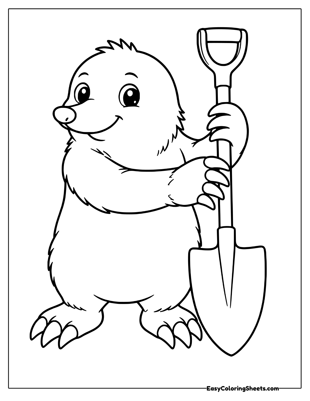 Smiling mole holding a big shovel
