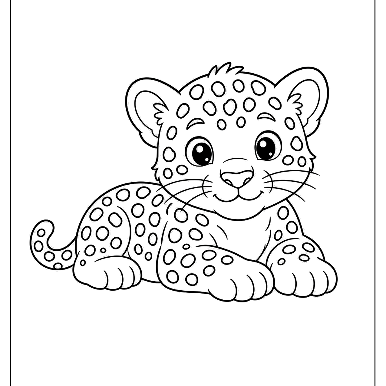 Young jaguar lying down with a spotted coat