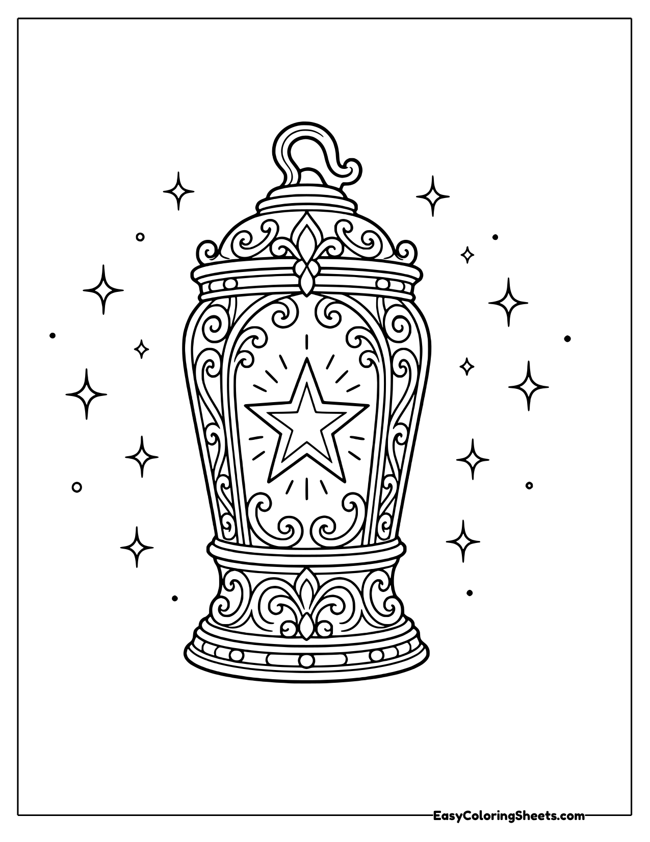Fancy lantern with a star inside and sparkles