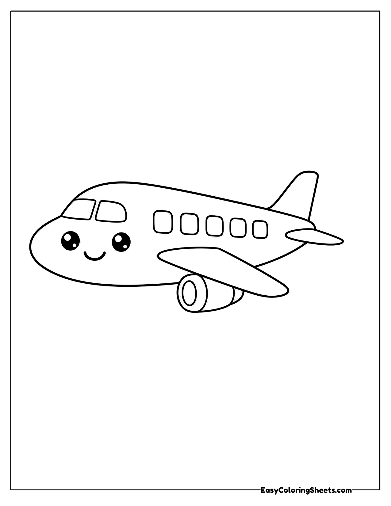 Cartoon passenger plane with a happy face