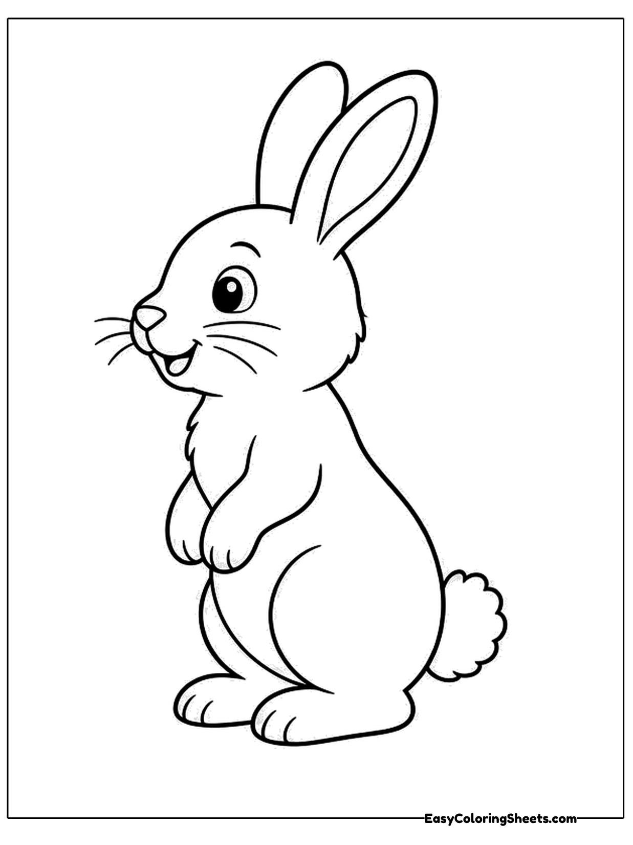 A rabbit stands up tall on its back legs with its front paws tucked in.