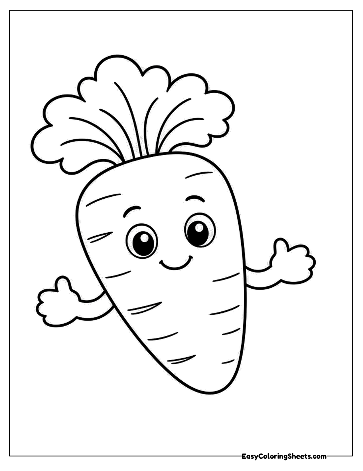 Smiling carrot character waving