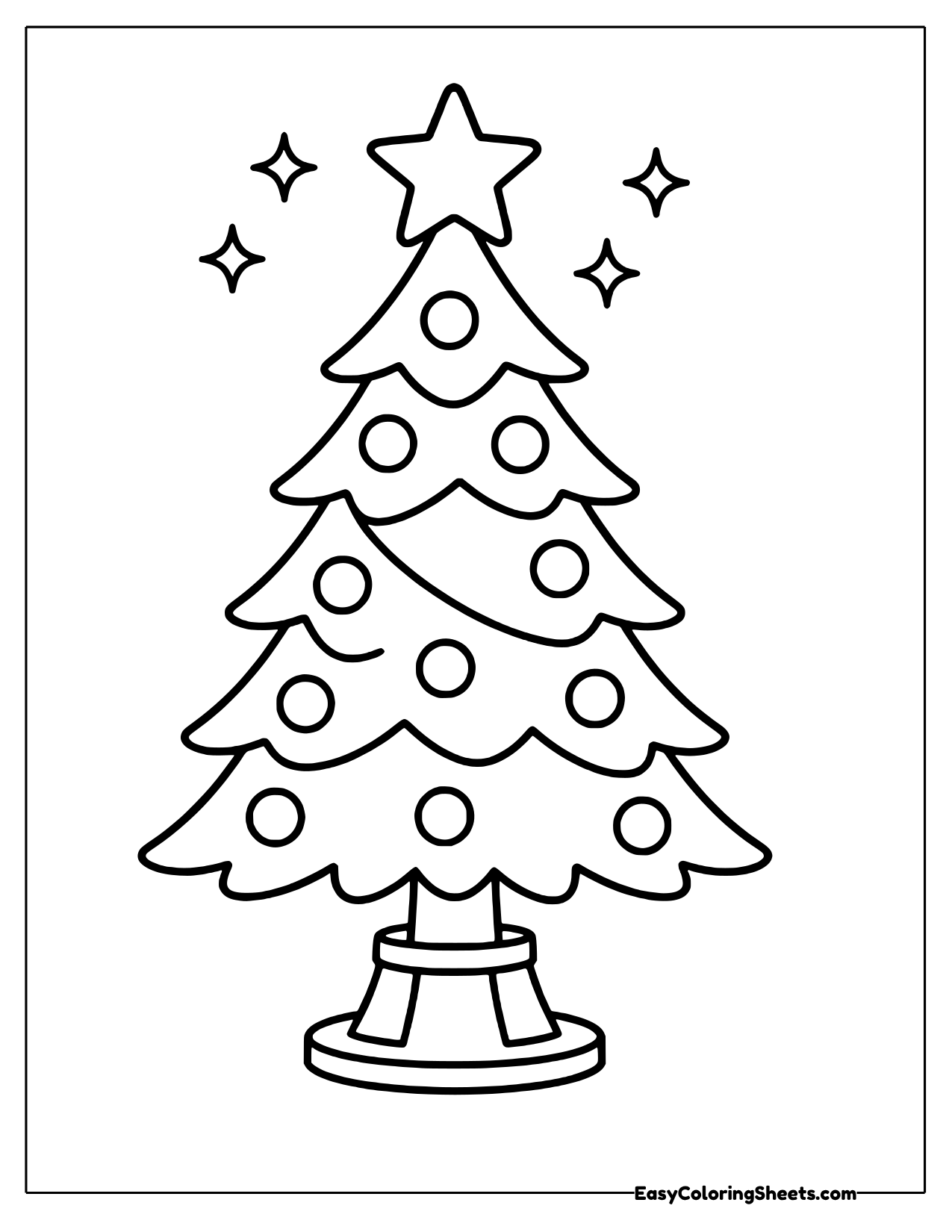 Christmas tree with ornaments and a star topper