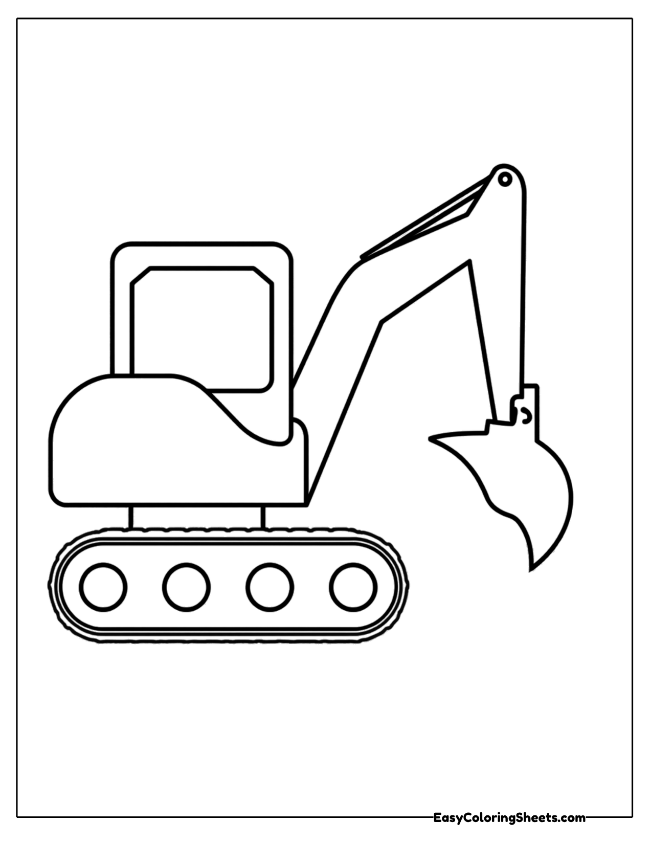 Simple outline of an excavator with a bucket arm and tracks