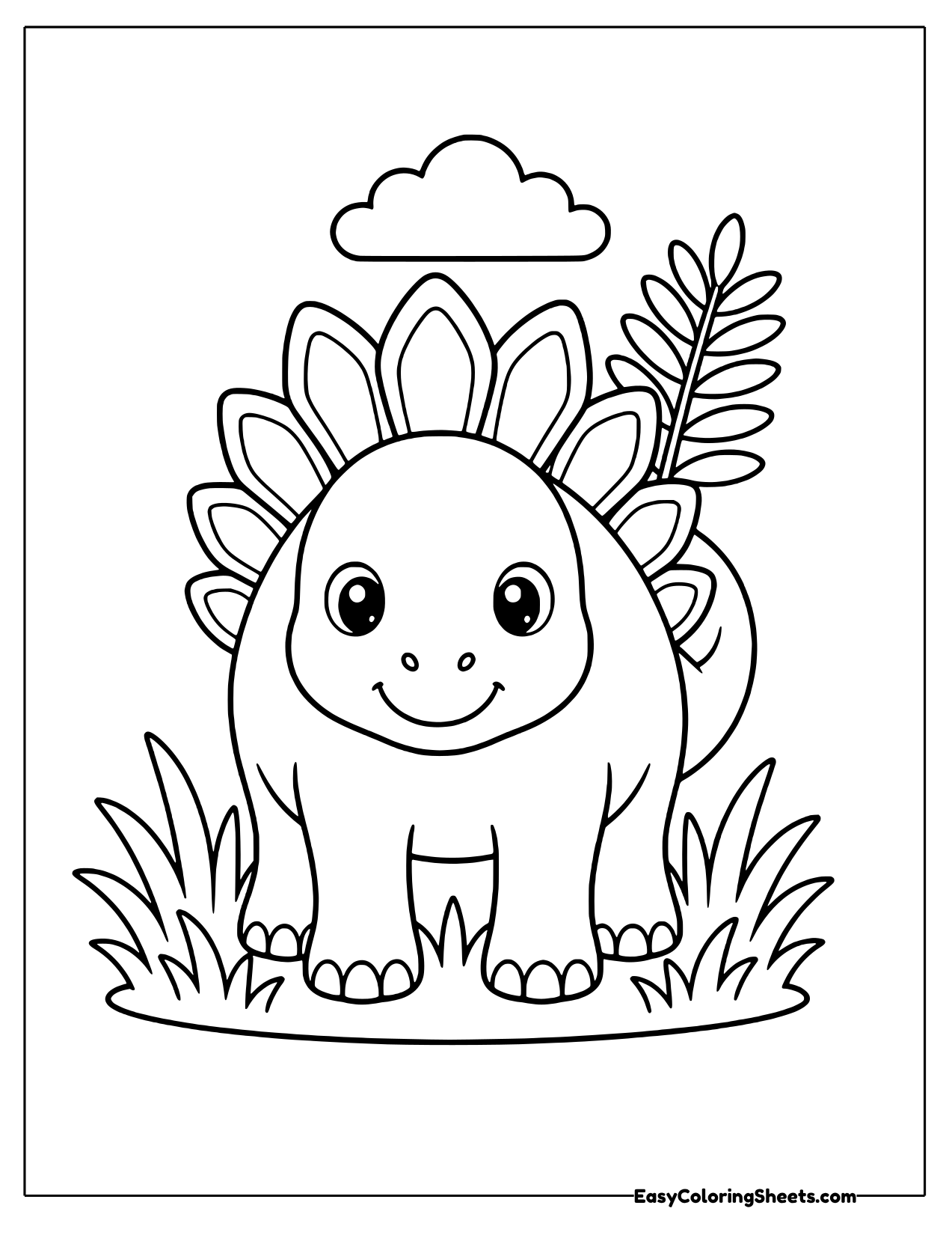 Front view stegosaurus with tall back plates