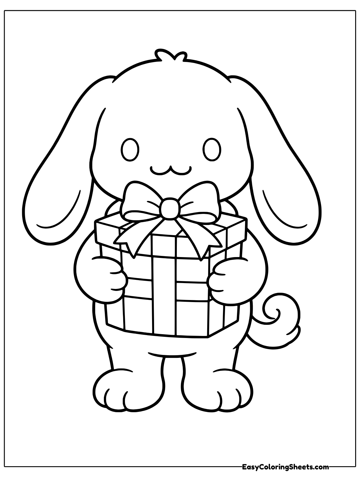 Cinnamoroll has a surprise to share in this sweet gift coloring sheet.