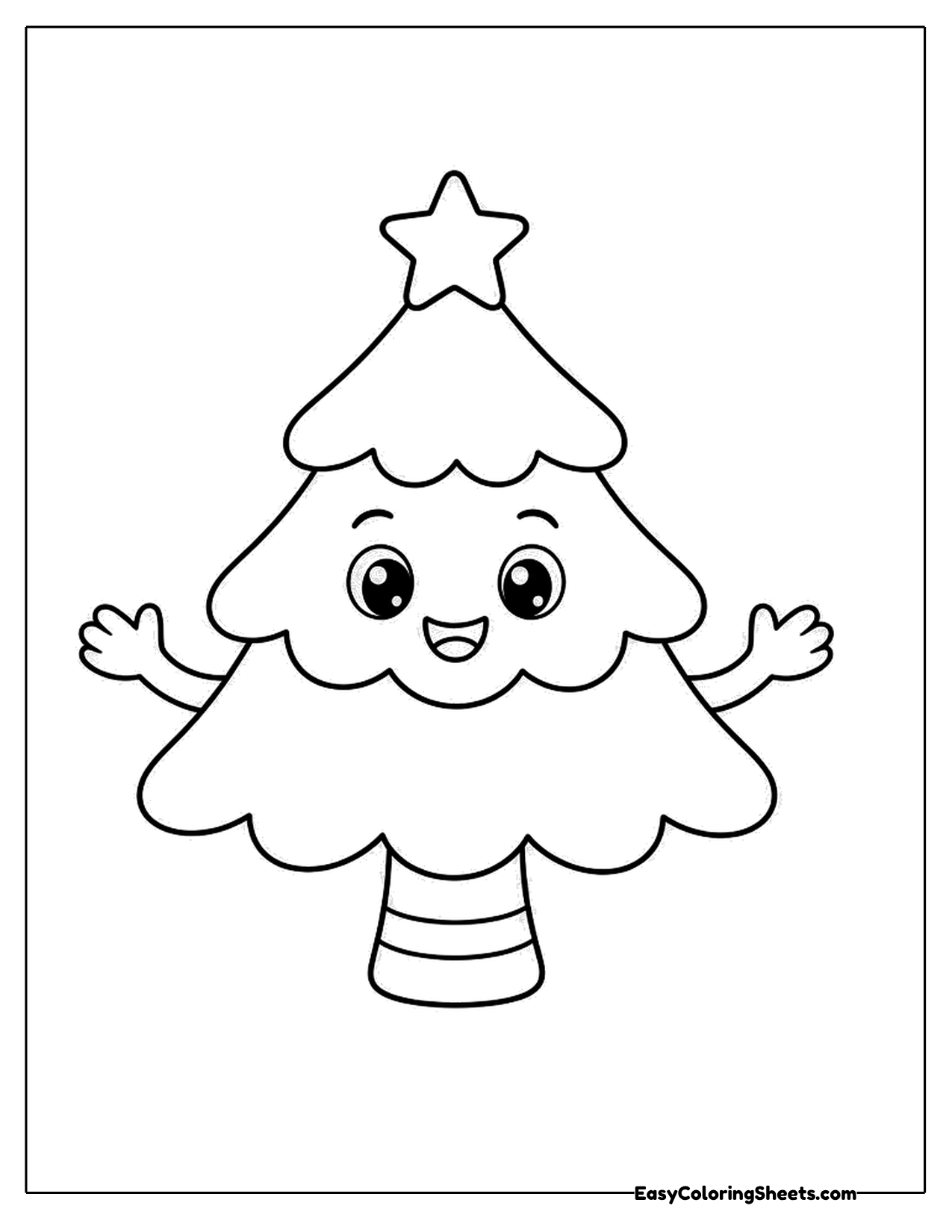 Cute Christmas tree character with open arms