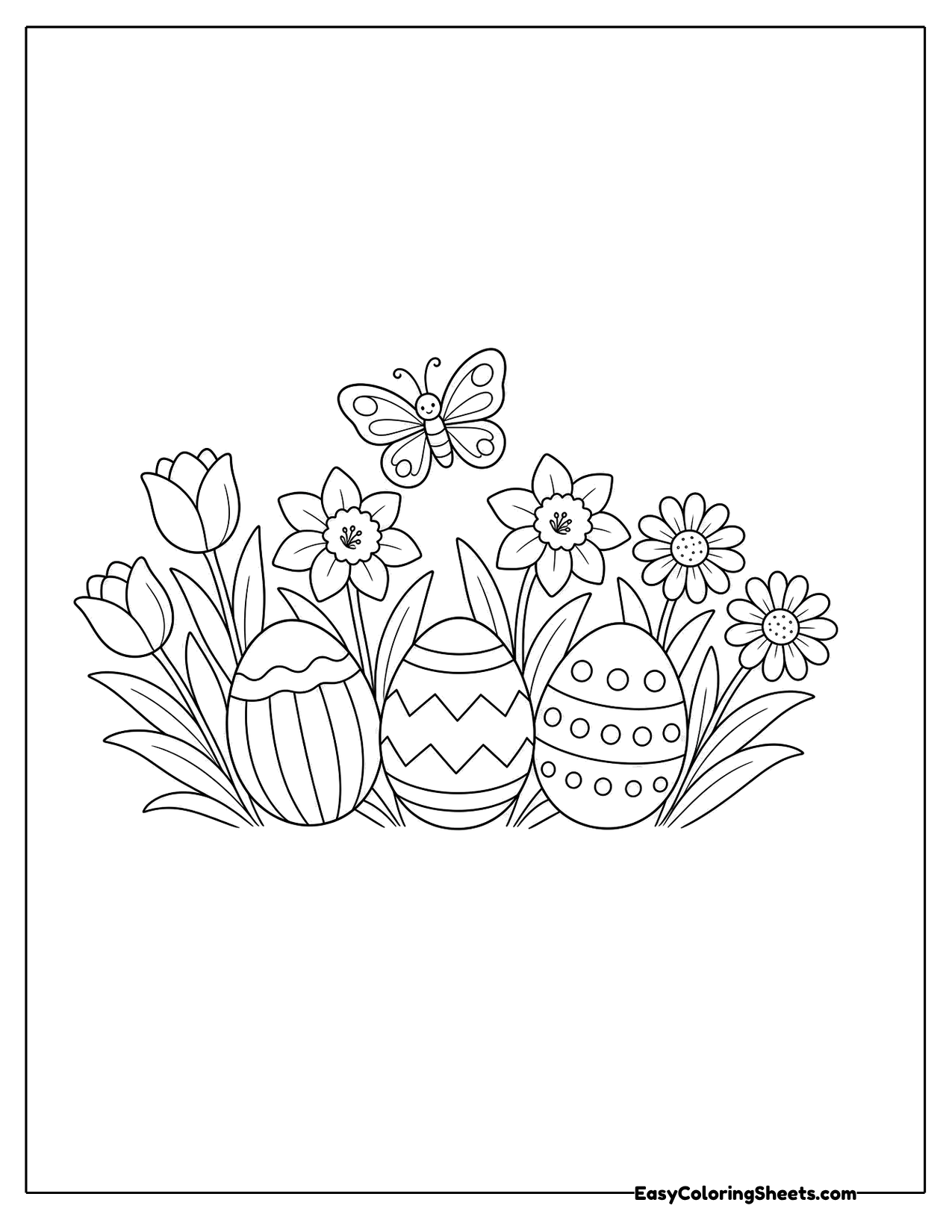 Spring flowers with Easter eggs