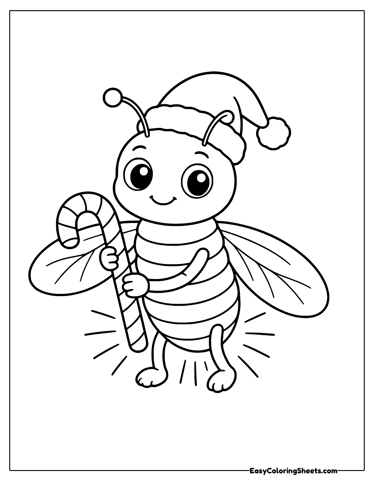 Firefly in a Santa hat holding a striped candy cane