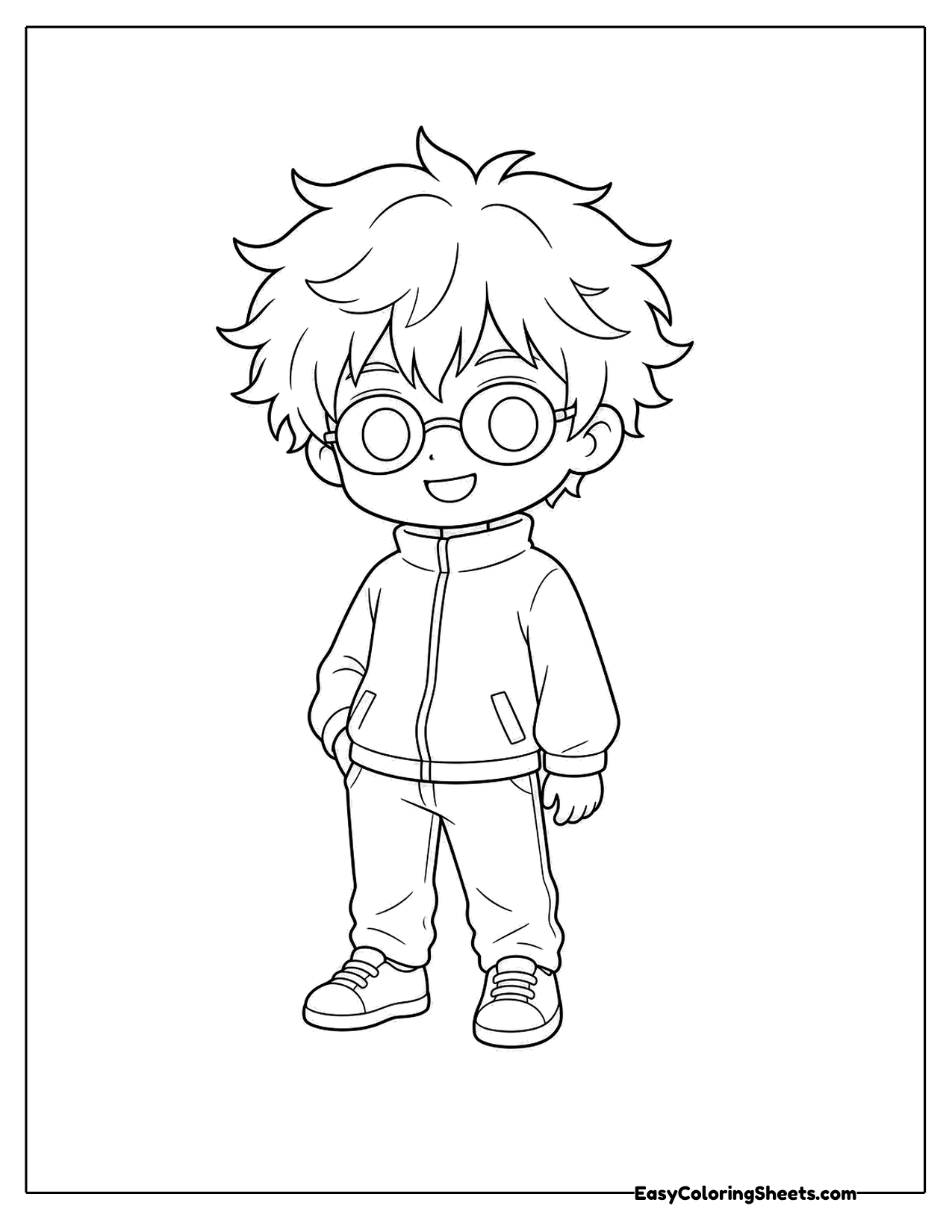 Anime boy with round glasses in a school jacket