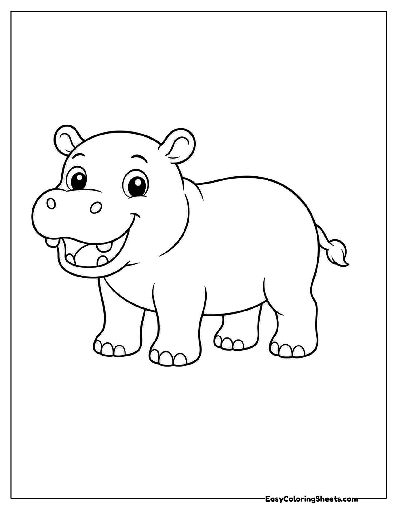 Small hippo walking on four short legs