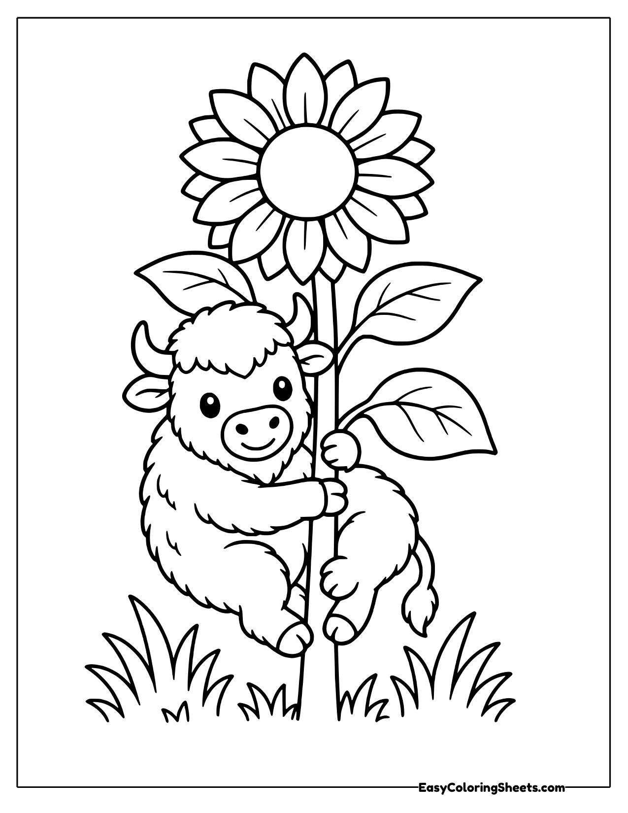 Bison climbing a giant sunflower