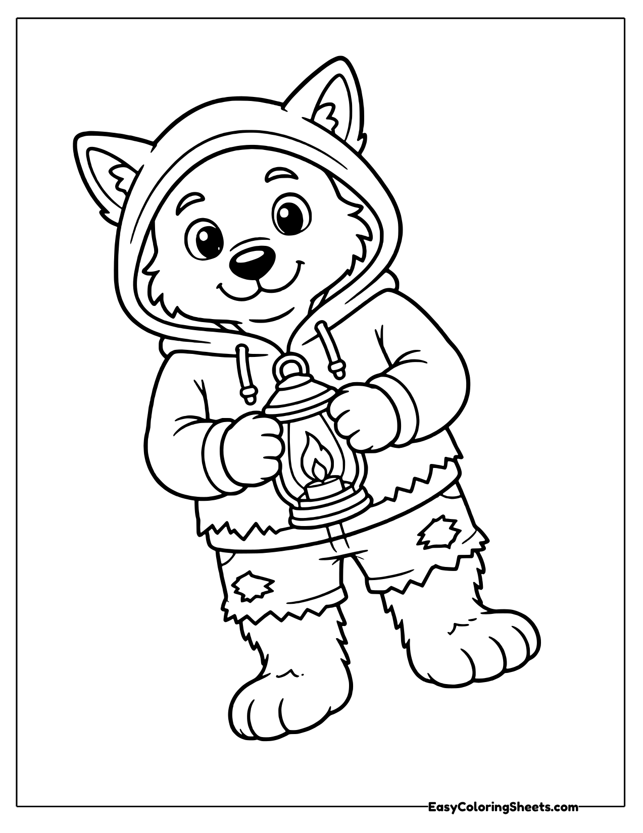 Werewolf in a hoodie holding a lantern