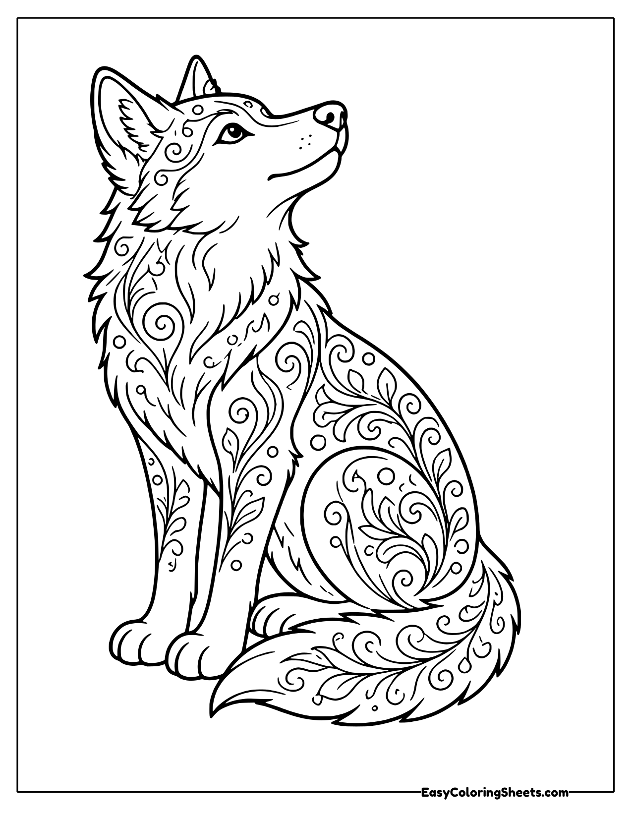 Wolf decorated with swirling patterns