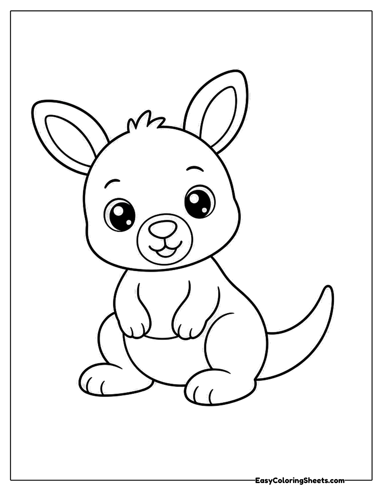 Baby joey kangaroo sitting with a soft smile