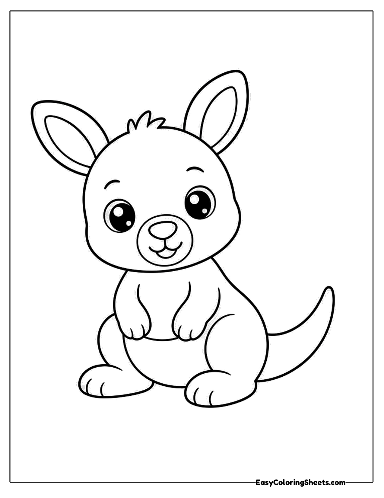 Baby joey kangaroo sitting with a soft smile