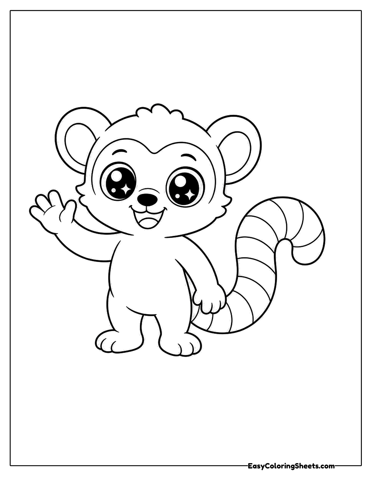 Cute lemur character waving