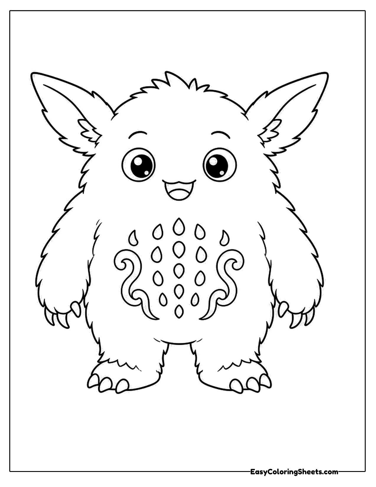 Big furry creature with a patterned belly