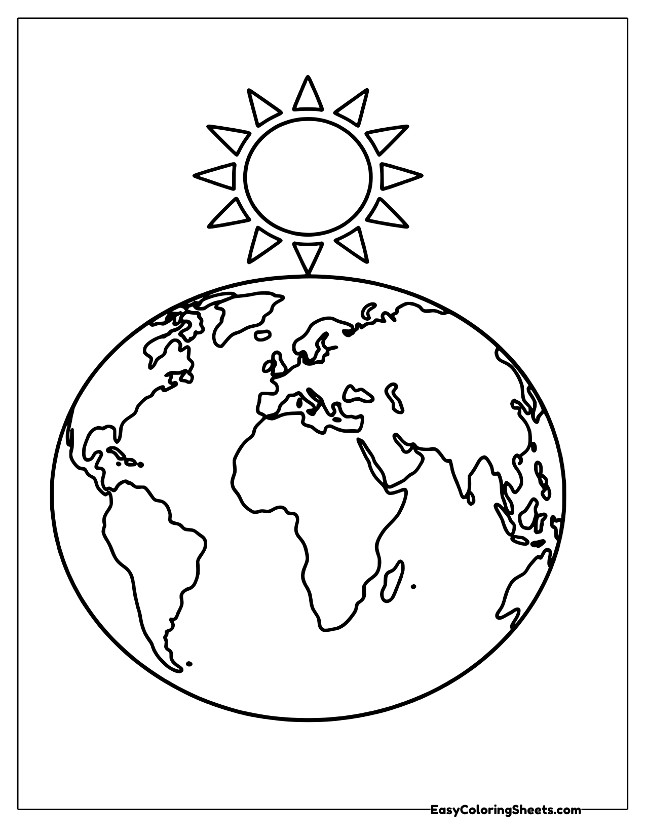 Earth with the sun shining above