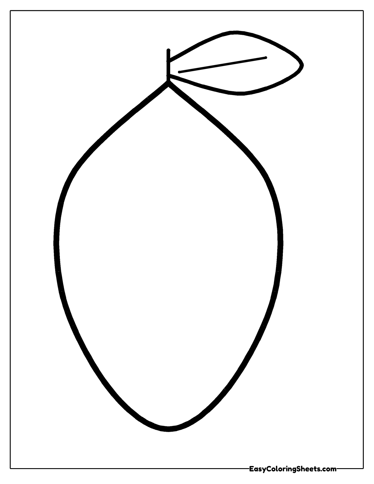 Large plain mango outline with a stem leaf
