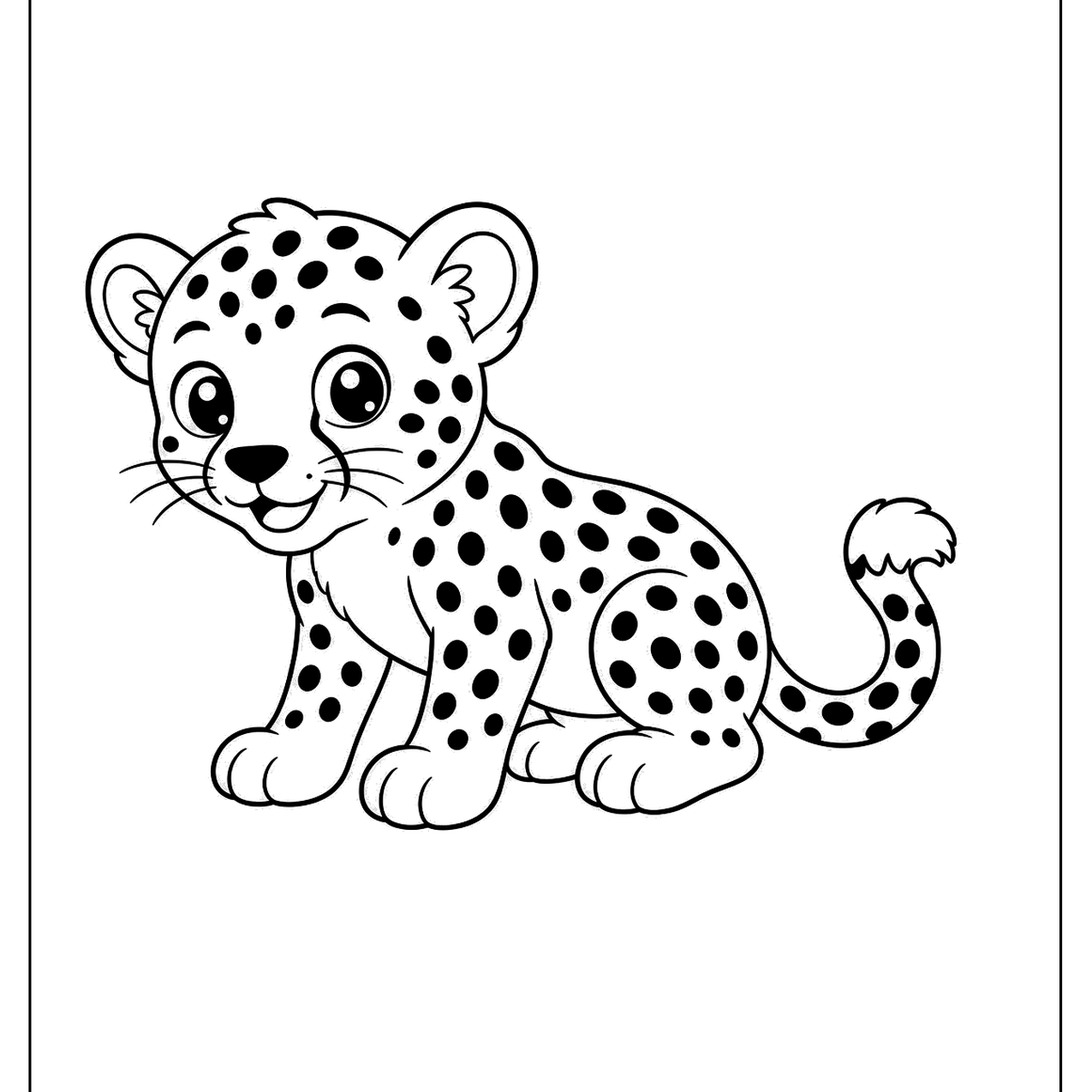 Spotted baby cheetah cub sitting