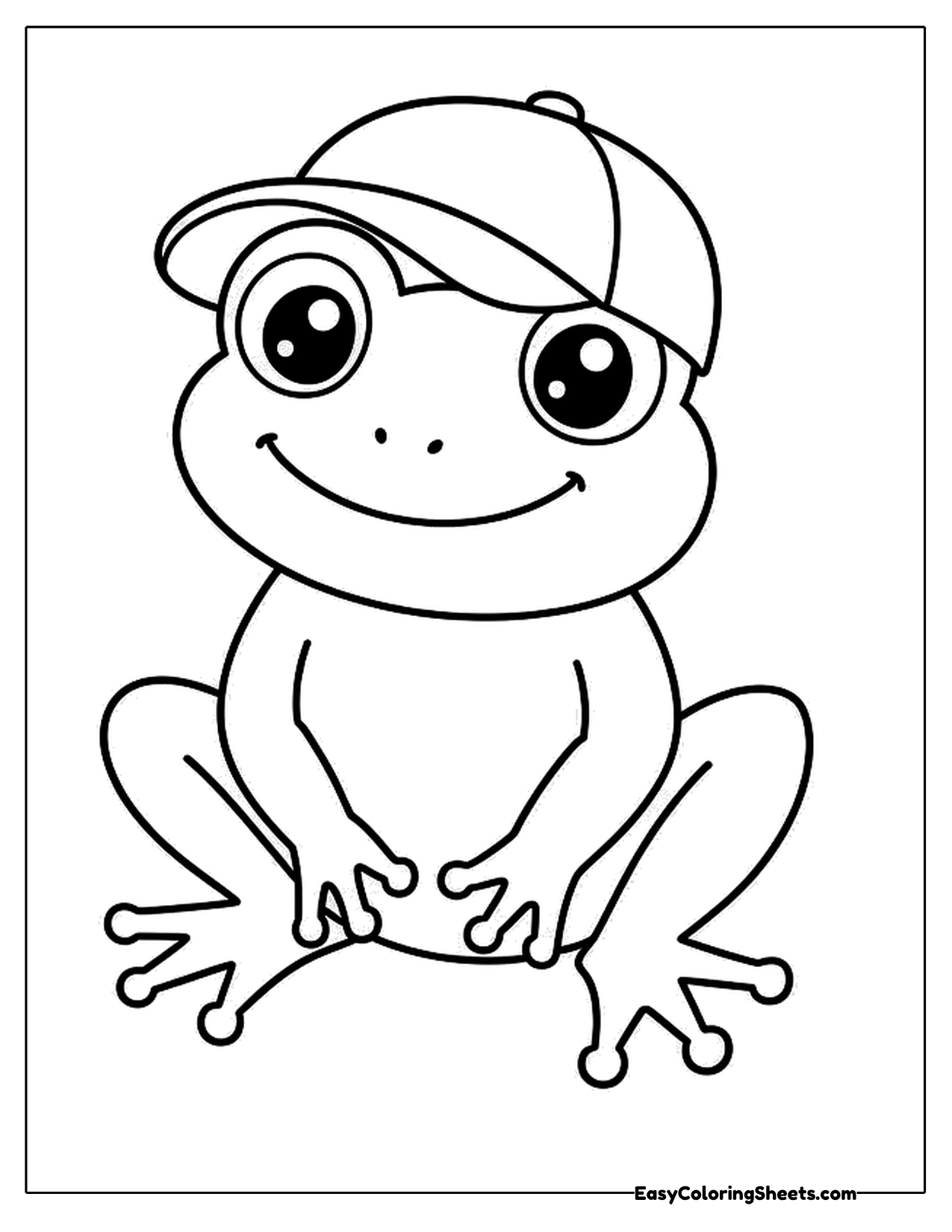 Frog wearing a backward baseball cap