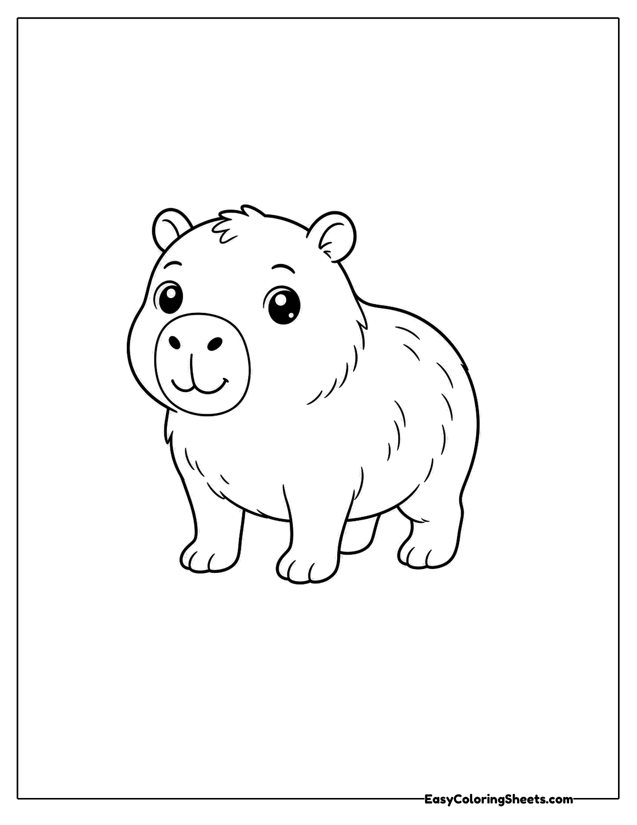 Standing capybara facing forward