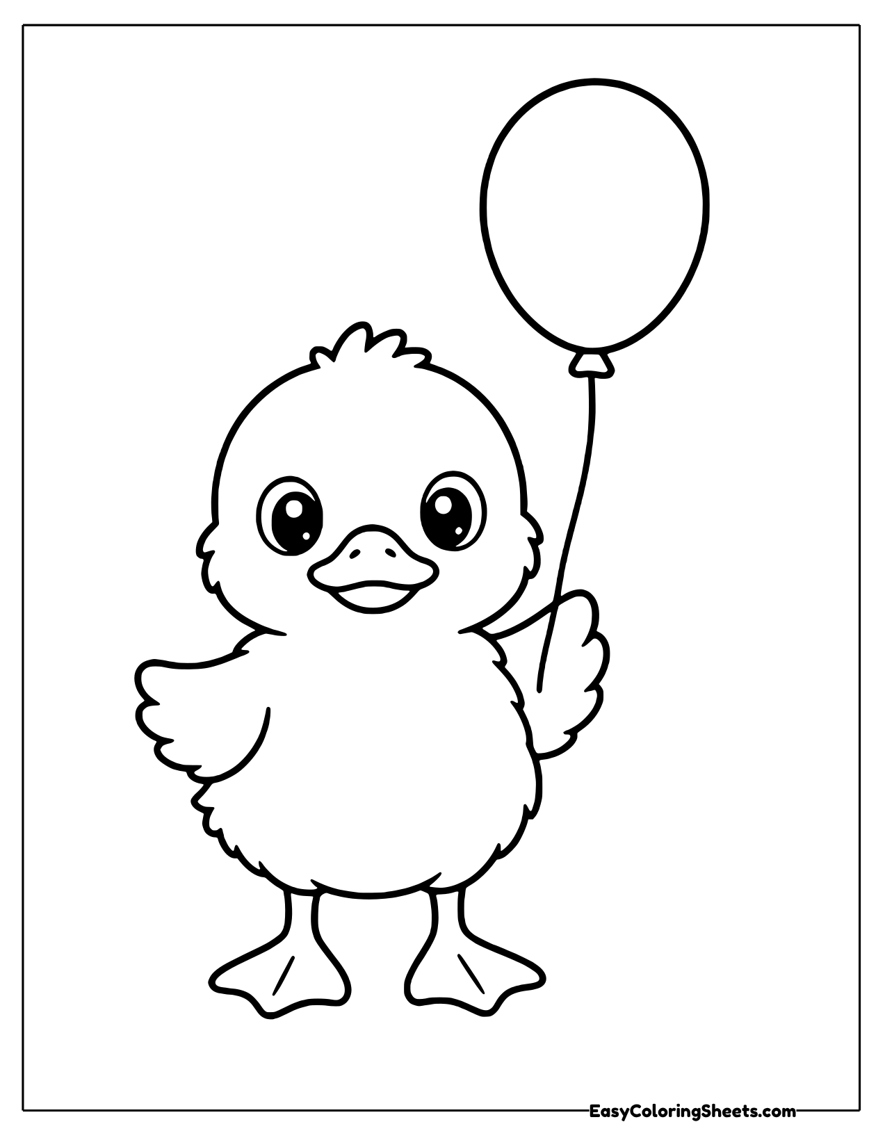 Duckling holding a balloon