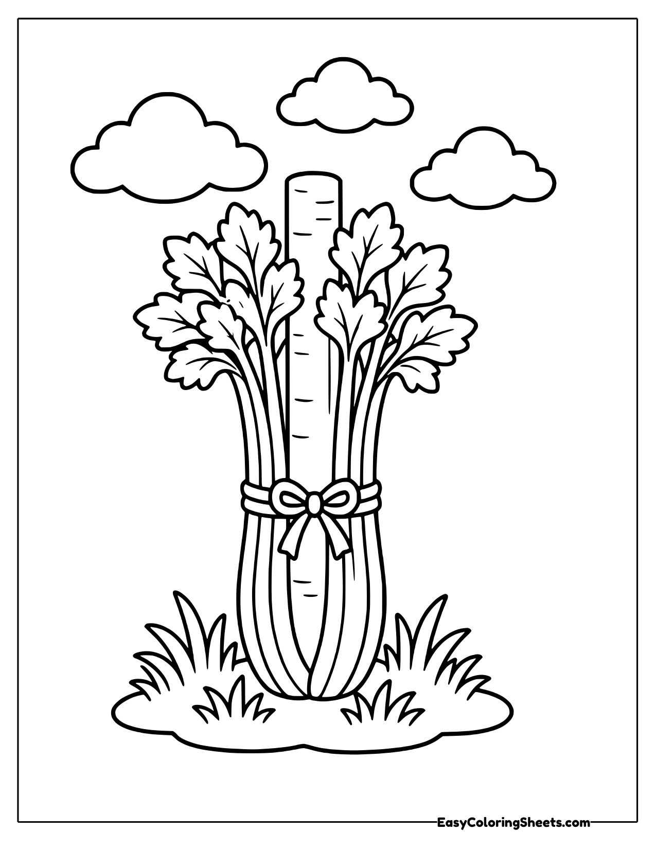 Celery bunch tied to a fence post