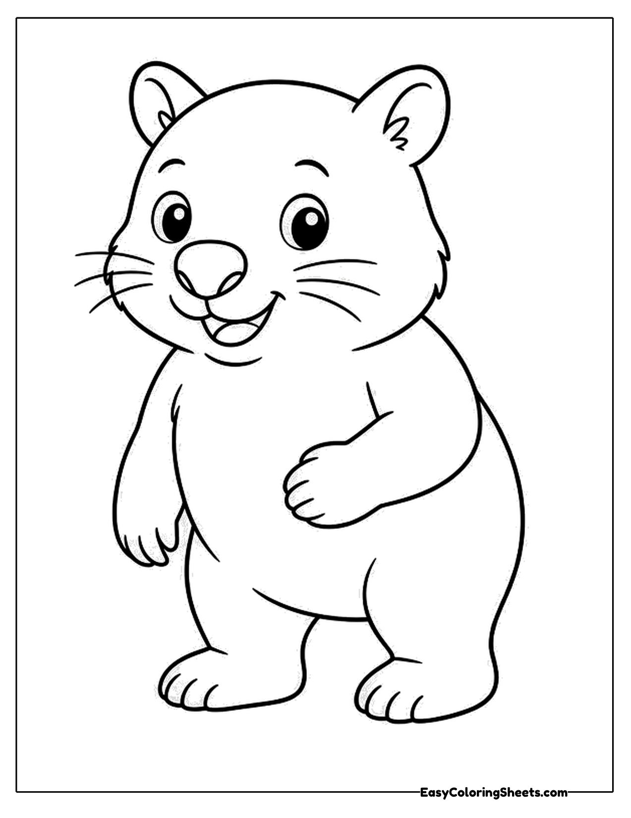 Cute wombat standing upright