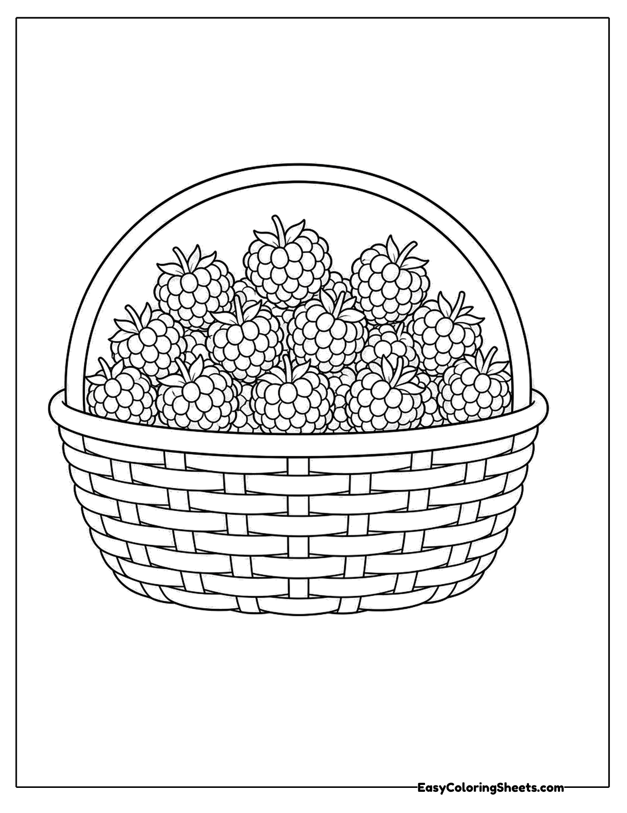 Woven basket full of raspberries