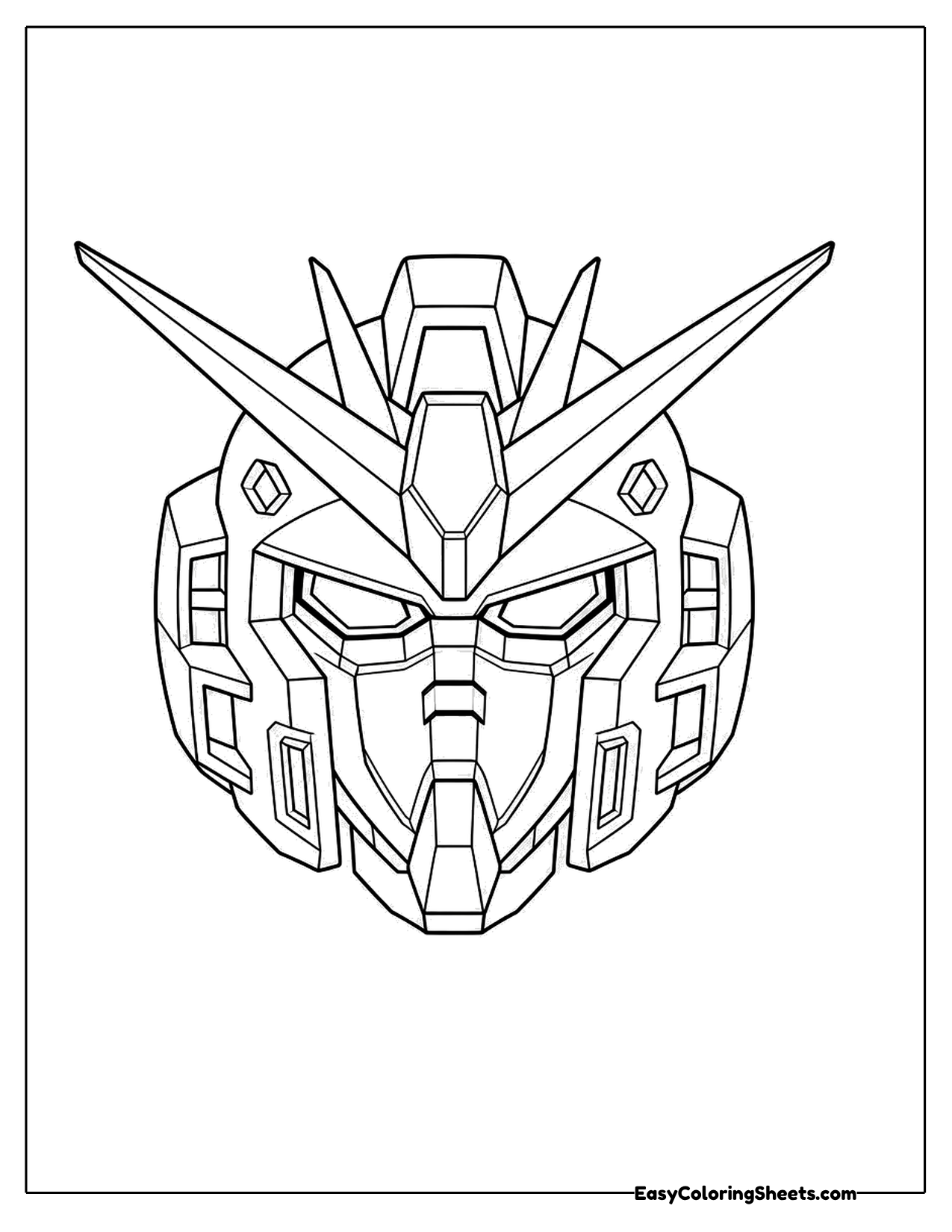 Detailed robot helmet with a V shaped crest
