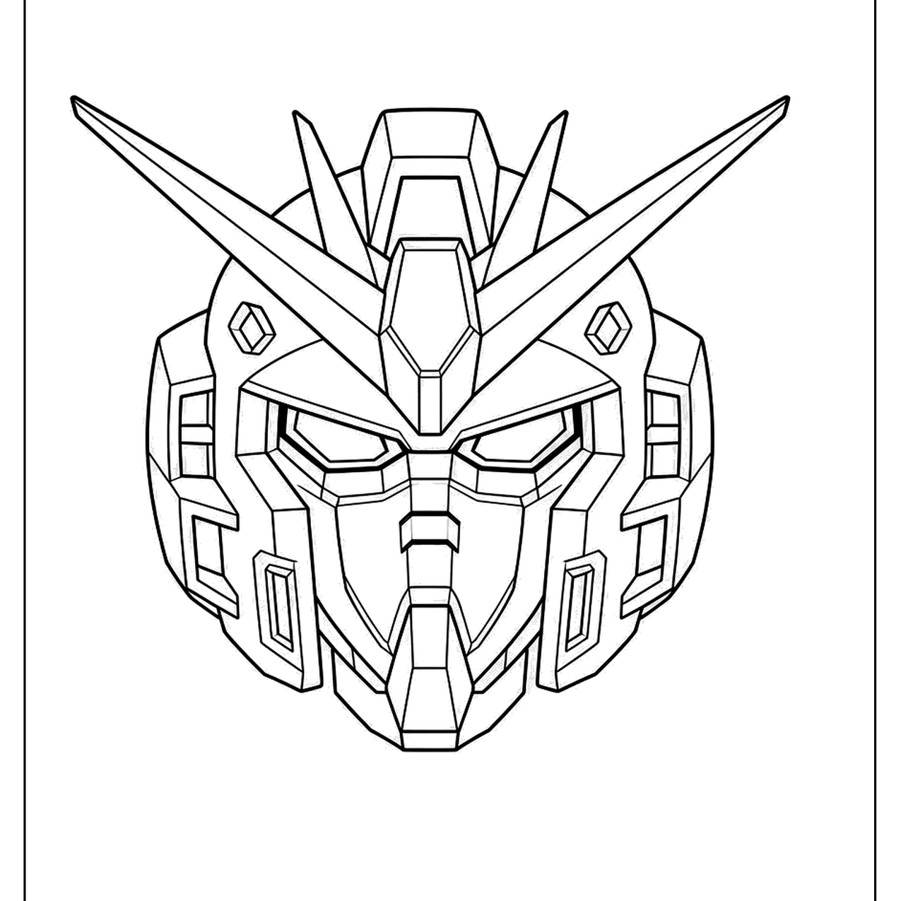 Detailed robot helmet with a V shaped crest