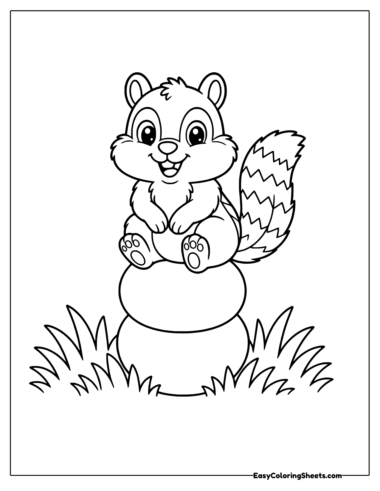 Chipmunk sitting on two stacked balls
