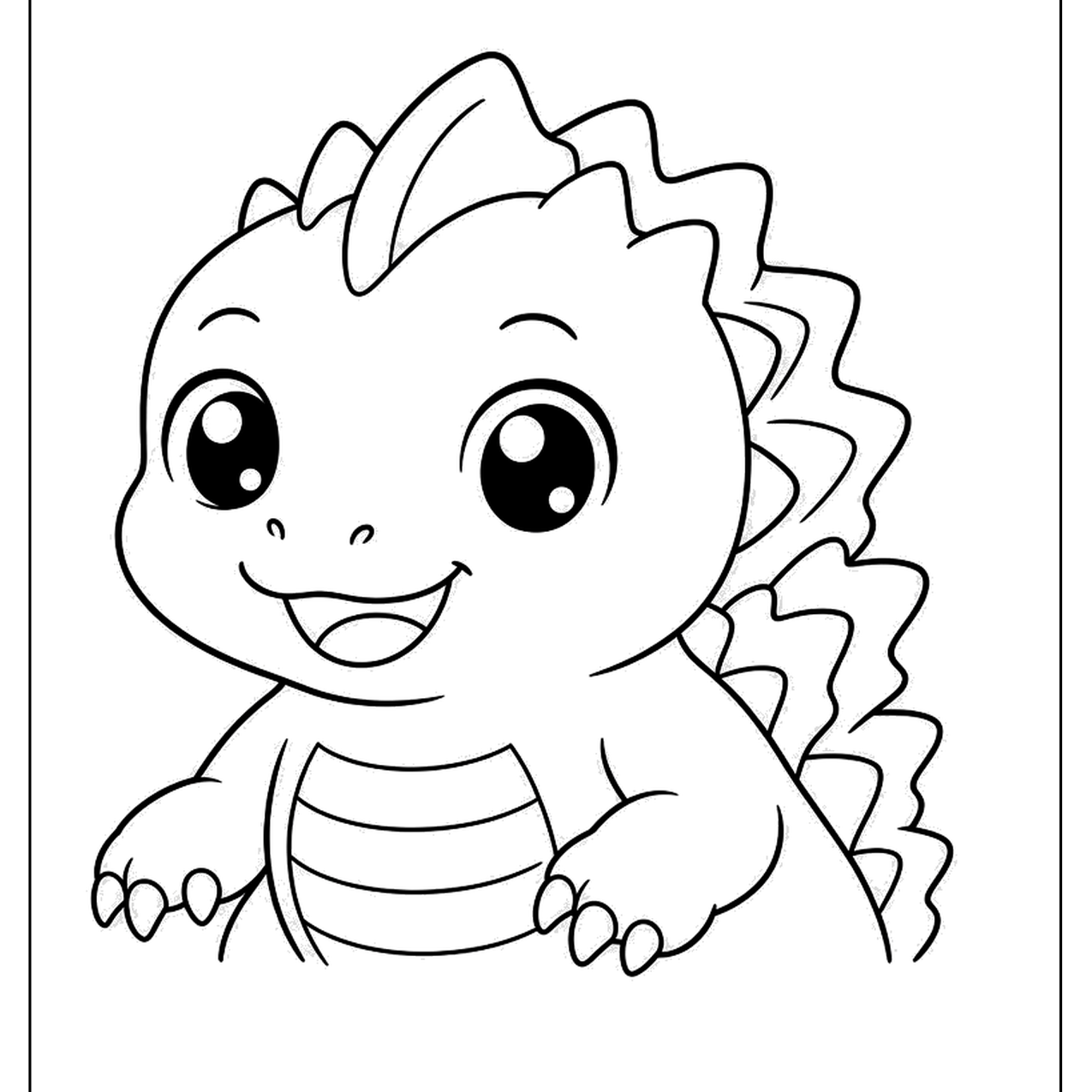 Cute baby kaiju dinosaur face with spiky back plates