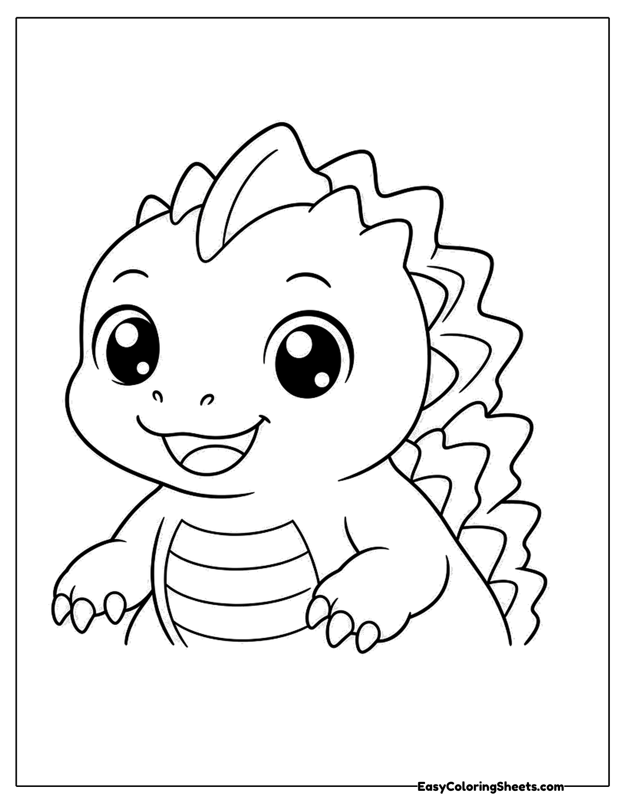 Cute baby kaiju dinosaur face with spiky back plates