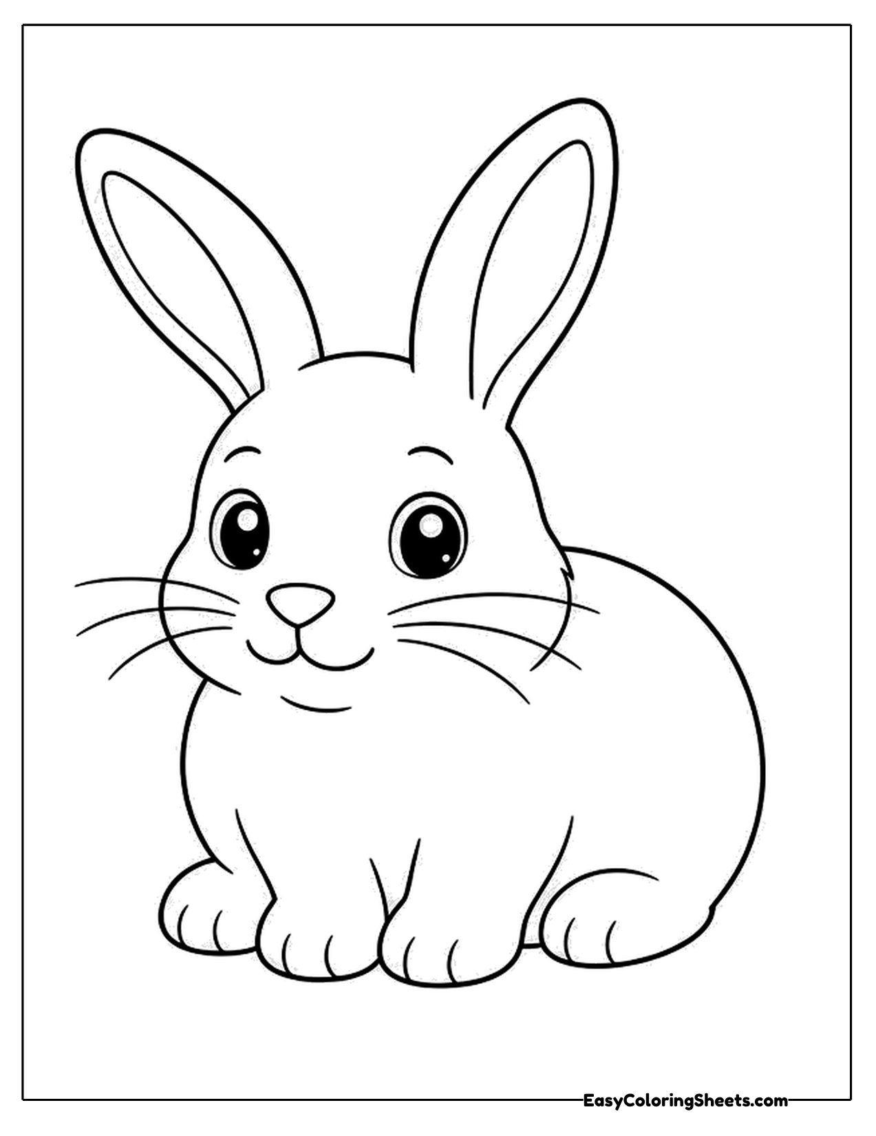 Round rabbit with long whiskers sitting and facing forward