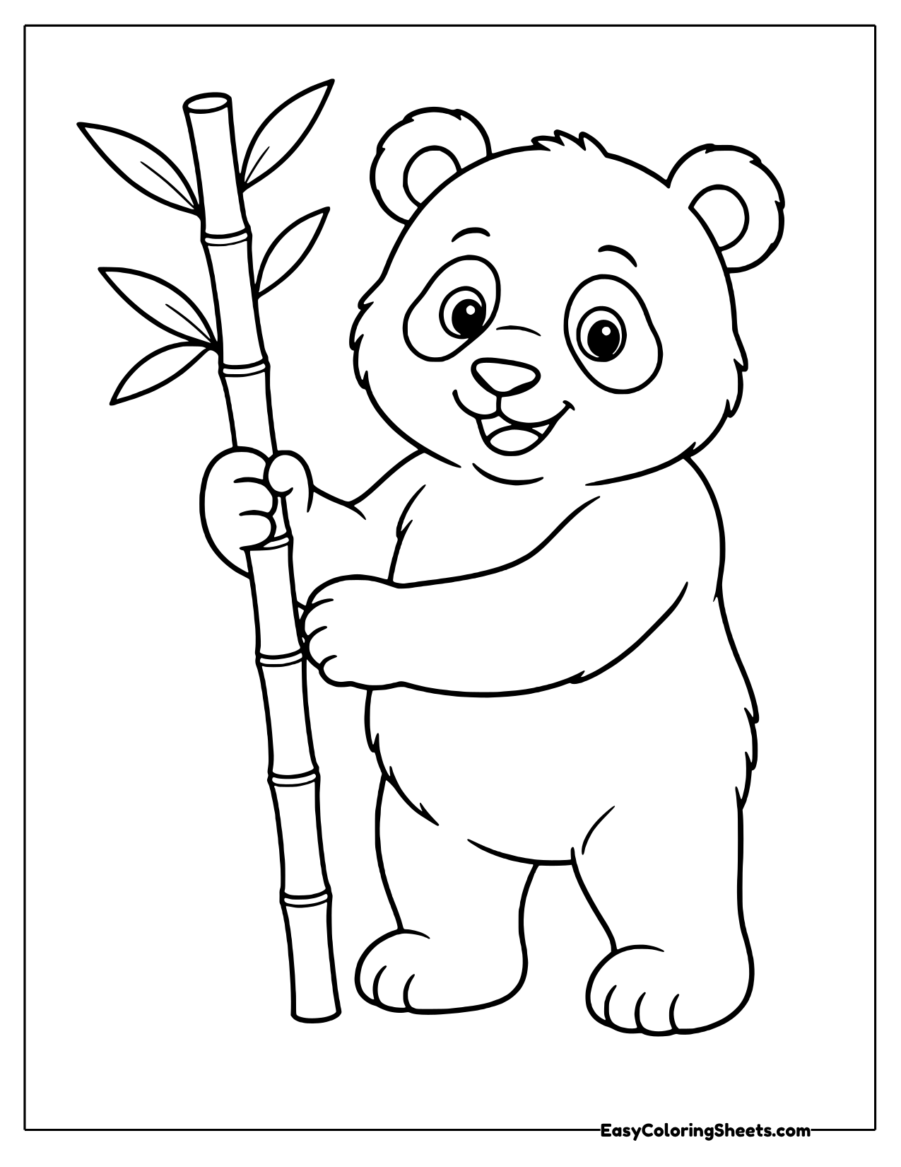 Panda walking with a bamboo staff
