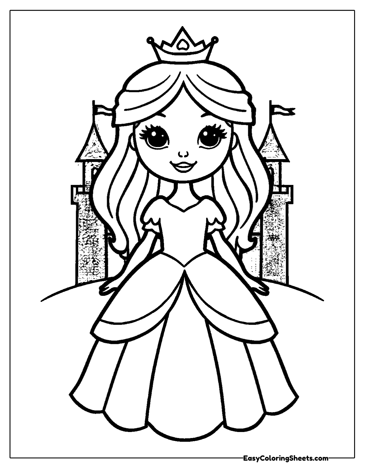 Princess standing in front of a castle