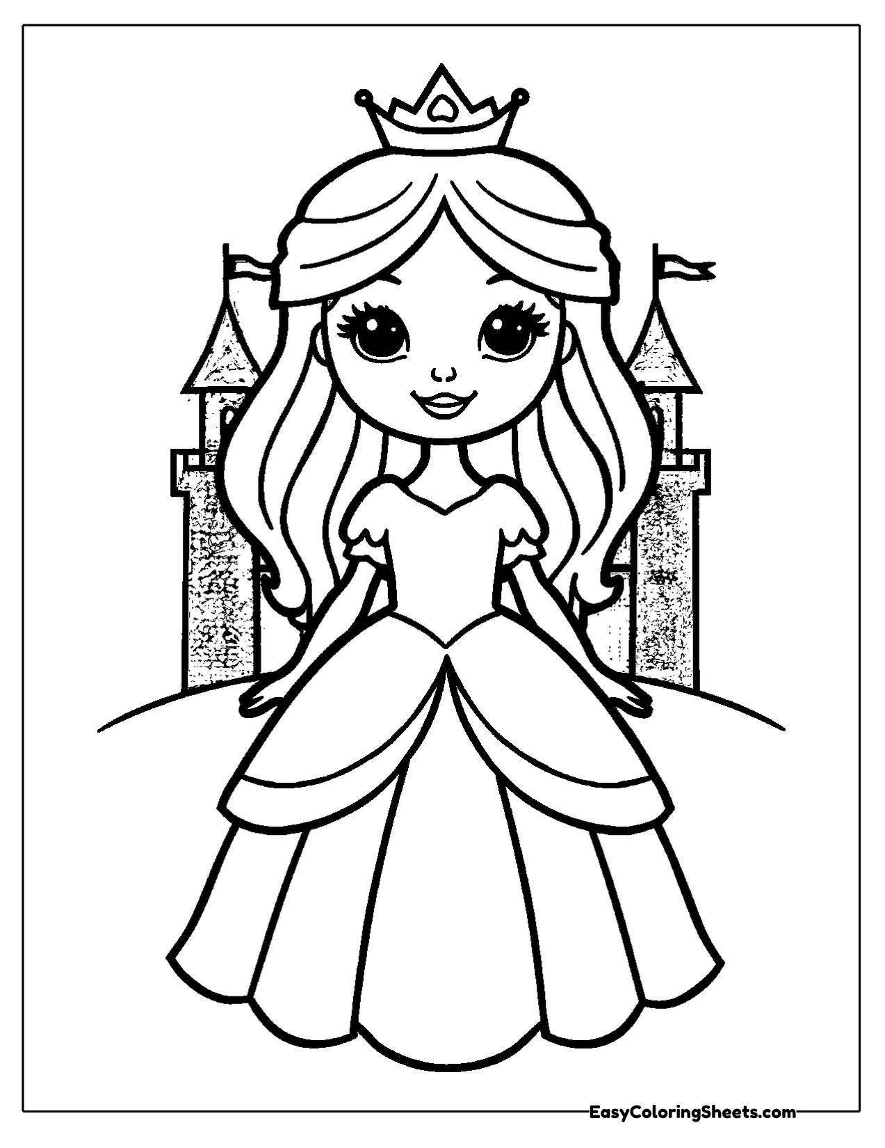 Princess standing in front of a castle