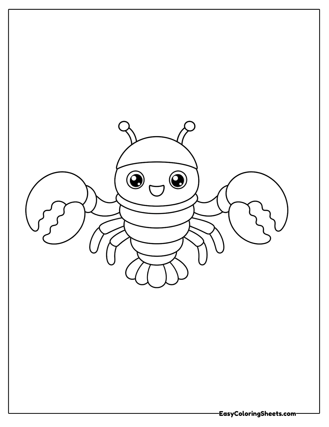 Cute lobster with big open claws