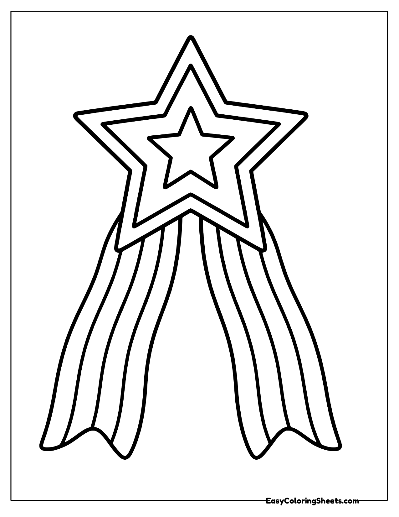 Large star badge with a nested star and two long striped ribbons