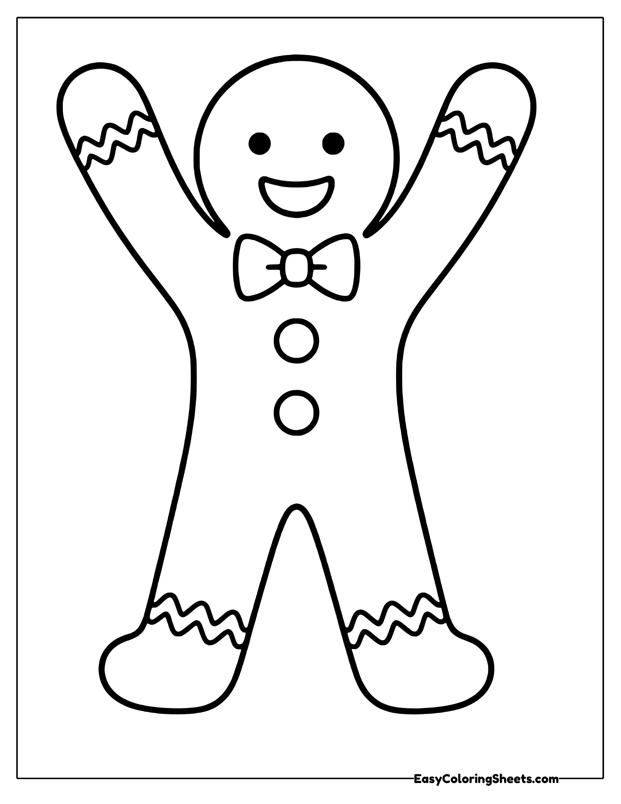 Gingerbread man cheering with both arms raised high