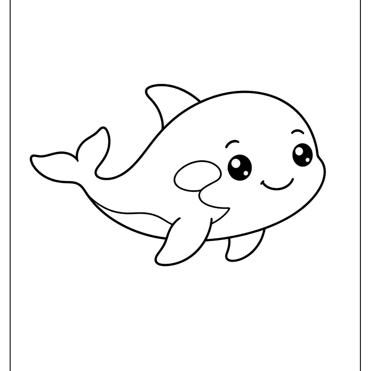 Baby orca swimming with a happy smile