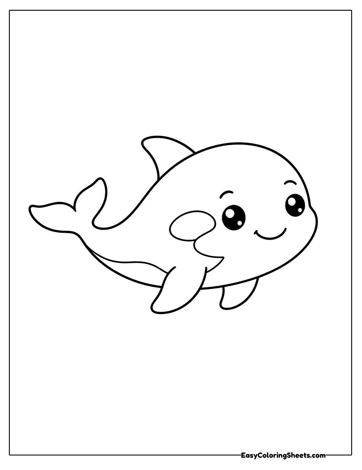 Baby orca swimming with a happy smile