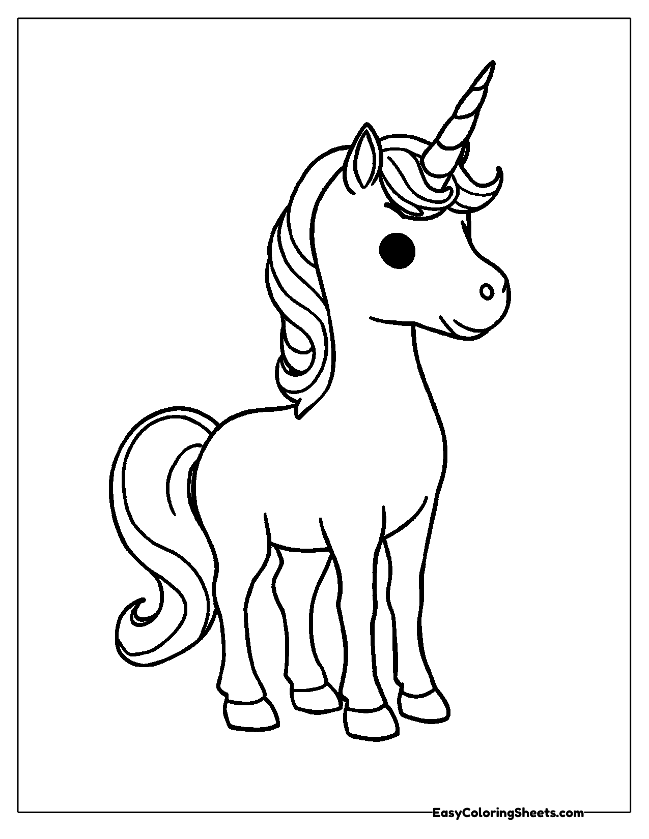 Unicorn standing tall in side view